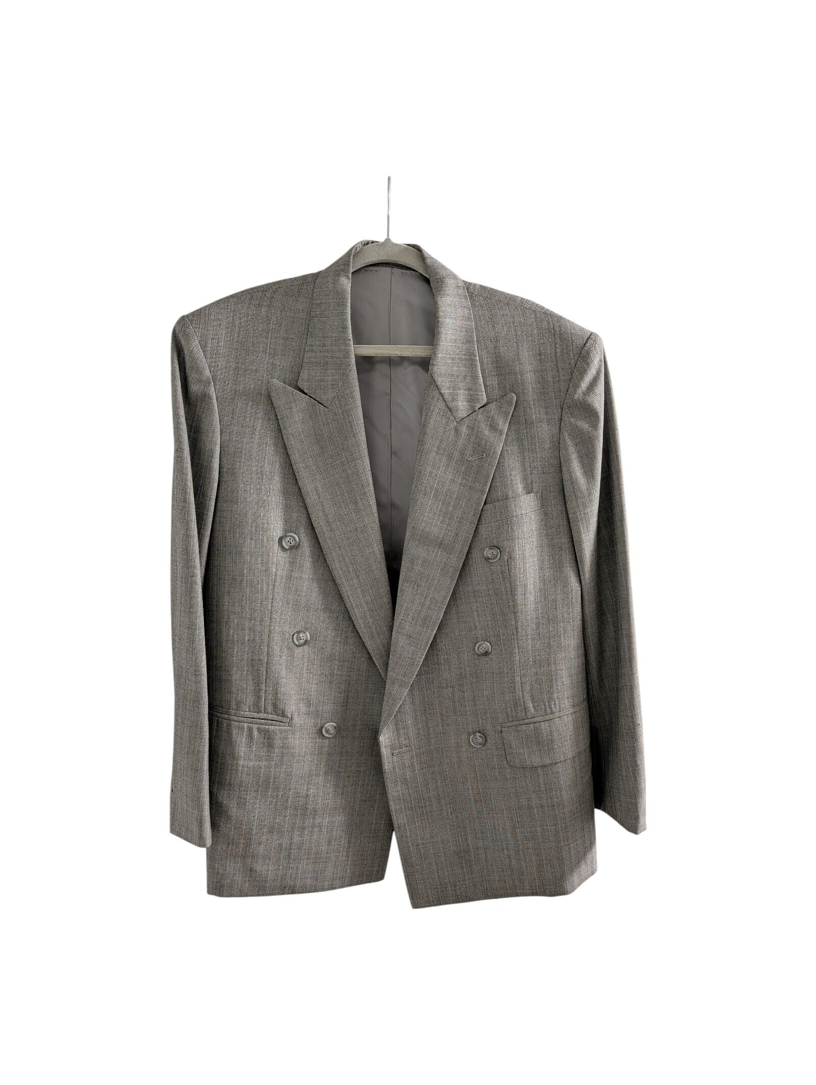 Vintage 90s Db Blazer Bespoke Hong Kong Holland & Sherry Gray Wool Jacket